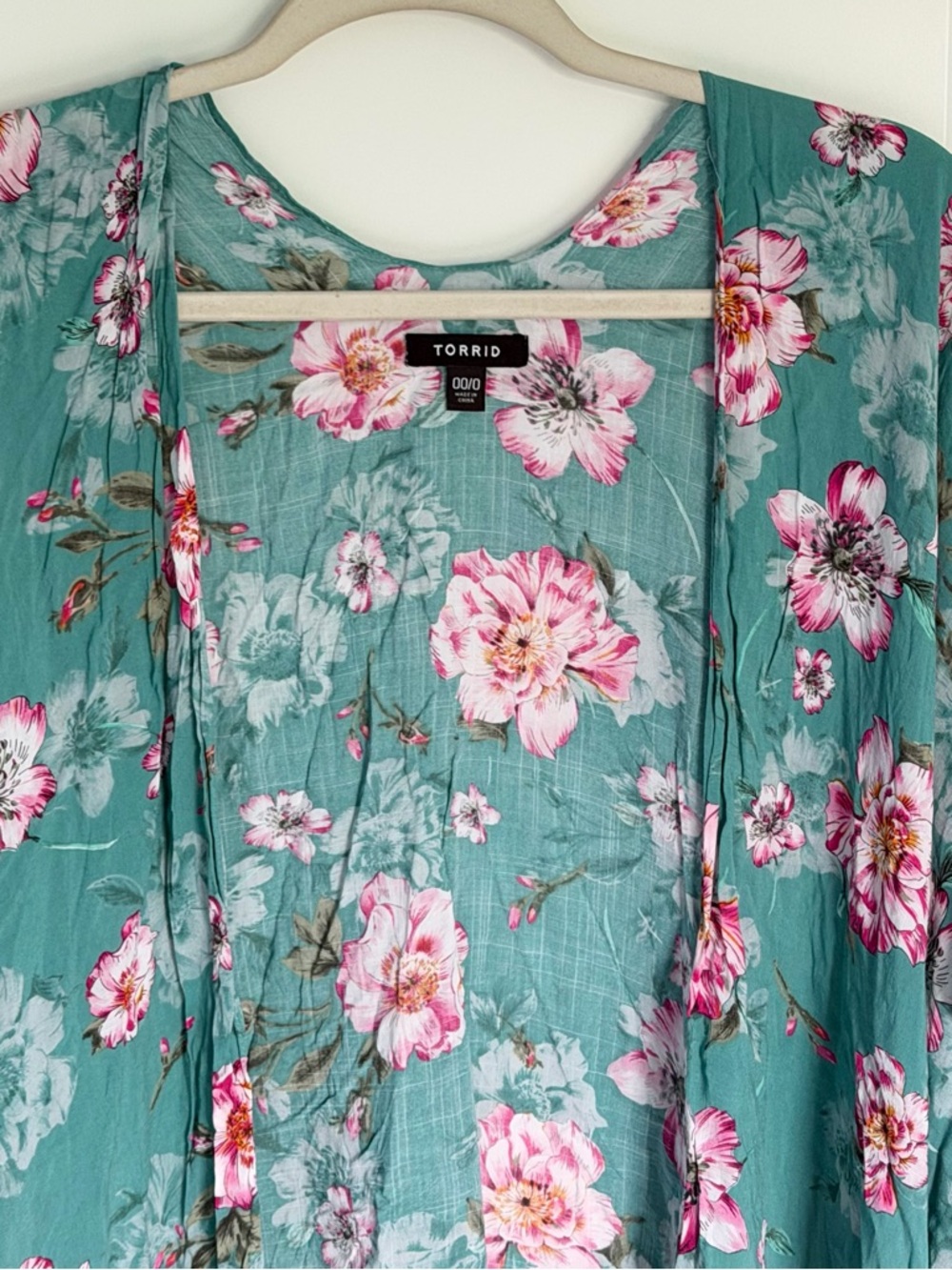 Torrid Women's Sage Green Floral Gauze Kimono Cover Up 00/0 - 39729 - Picture 3 of 16